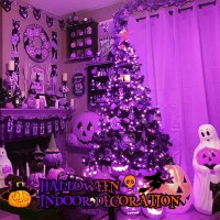 Sanjicha Purple Extralong 66Ft 200 Led Halloween Lights For Indooroutdoor Super Bright 8 Lighting Modes Plug In String Lights