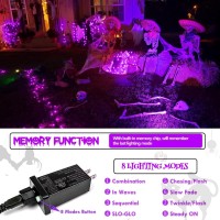 Sanjicha Purple Extralong 66Ft 200 Led Halloween Lights For Indooroutdoor Super Bright 8 Lighting Modes Plug In String Lights