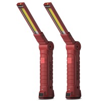 Coquimbo Tool Gifts For Men, Rechargeable Led Work Lights Grill Light With Magnetic Base 5 Modes 360 Rotate (2Pack Red)