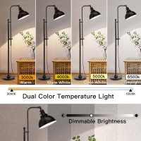 Partphoner Industrial Floor Lamp Adjustable Rustic Farmhouse Reading Lamp In Aged Black Finish Modern Standing Lamp With Remot