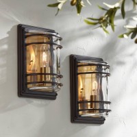 John Timberland Habitat Modern Outdoor Wall Light Fixtures Set Of 2 Bronze 11