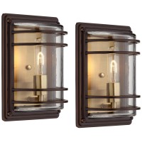 John Timberland Habitat Modern Outdoor Wall Light Fixtures Set Of 2 Bronze 11