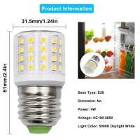 Led Appliance Light Bulb For Refrigerator Fridge Freezer 4W (40W Equivalent) E26 Medium Base Compact T10 Tubular A15 Ac100-265V Floor Lighting Decorative Corn Lamp Daylight White 5000K, Pack Of 3