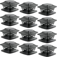 Davinci Lighting Flexfit Solar Outdoor Post Cap Lights - Includes Bases For 4X4 5X5 6X6 Wooden Posts - Bright Led Light - Slate Black (12 Pack)