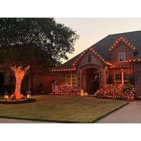 Ozs- 2Pk 144Ft 400Led Orange Solar Halloween Lights, Waterproof 8 Modes Solar Outdoor Halloween Tree Lights, Green Wire Fall Lights For Fall Halloween Decorations (Orange)