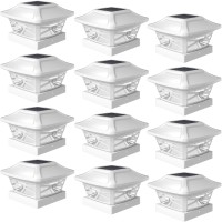 Davinci Lighting Renaissance Solar Outdoor Post Cap Lights - Includes Bases For 4X4 5X5 6X6 Posts - Bright Led Light - Pearl White (12 Pack)