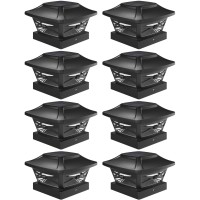 Davinci Lighting Renaissance Solar Outdoor Post Cap Lights - Includes Bases For 4X4 5X5 6X6 Posts - Bright Led Light - Slate Black (8 Pack)