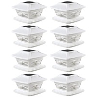 Davinci Lighting Flexfit Solar Outdoor Post Cap Lights - Includes Bases For 4X4 5X5 6X6 Wooden Posts - Bright Led Light - Pearl White (8 Pack)