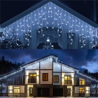 32.8Ft 400 Led Icicle String Lights, 8 Modes Waterproof Icicle Christmas Lights Outdoor With Memory Function, Curtain Fairy Lights Hanging Decor For Home, Party, Wedding, Christmas (Cool White)