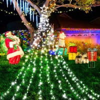 Outdoor Christmas Decorations Waterfall Star Lights, 344 Led 8 Modes Tree Light, Plug In Clear Wire Waterproof Seasonal Lighting Decor For Home Xmas Tree Wedding Yard Holiday Christmas Gift Cool White