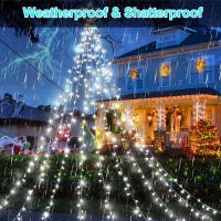 Outdoor Christmas Decorations Waterfall Star Lights, 344 Led 8 Modes Tree Light, Plug In Clear Wire Waterproof Seasonal Lighting Decor For Home Xmas Tree Wedding Yard Holiday Christmas Gift Cool White