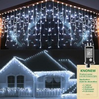 Christmas Lights Outdoor Decorations 1216 Led 99Ft 8 Modes Curtain Fairy String Light With 228 Drops, Clear Wire Led String Light Indoor Decor For Wedding Party Holiday Christmas Decoration Cool White