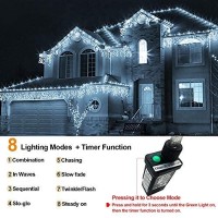 Christmas Lights Outdoor Decorations 1216 Led 99Ft 8 Modes Curtain Fairy String Light With 228 Drops, Clear Wire Led String Light Indoor Decor For Wedding Party Holiday Christmas Decoration Cool White