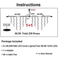 Christmas Lights Outdoor Decorations 1216 Led 99Ft 8 Modes Curtain Fairy String Light With 228 Drops, Clear Wire Led String Light Indoor Decor For Wedding Party Holiday Christmas Decoration Cool White