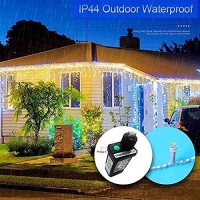 Christmas Lights Outdoor Decorations 1216 Led 99Ft 8 Modes Curtain Fairy String Light With 228 Drops, Clear Wire Led String Light Indoor Decor For Wedding Party Holiday Christmas Decoration Cool White