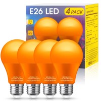 Woxeon Orange Light Bulb 4 Pack A19 Led Orange Bulbs 9W 60Watt Equivalent E26 Base Orange Light Bulb Outdoor Colored Li