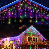 Agirl 400 Led Icicle Lights Outdoor 32.8Ft 75 Drops Icicle Christmas Lights 8 Modes Waterproof Fairy String Lights For Indoor Bedroom Garden Wedding Porch Decoration