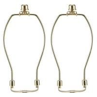 8 Inch Brass Lamp Harp Holder Kits With Finials And Detachable Light Duty Saddle Bases, Saangseon Set Of 2 Diy Lighting Accessories Horn Frame Lampshade Brackets