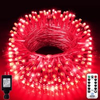 Knonew Outdoor Christmas Lights 300 Led 99Ft String Lights 8 Modes & Memory Fairy Light Plug In Waterproof Led String Lights For Xmas Yard Tree Wedding Party Holiday Decorations (Red)