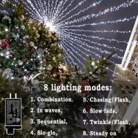 Knonew Outdoor Christmas Lights 300 Led 99Ft String Lights 8 Modes & Memory Fairy Light Plug In Waterproof Led String Lights For Xmas Yard Tree Wedding Party Holiday Decorations (Cool White)