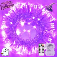 Jmexsuss Purple Battery Operated Halloween Lights, 33Ft 100 Led Battery Operated Christmas String Lights, Twinkle Fairy Mini Lights With 8 Modes Remote Indoor Outdoor Waterproof For Halloween Dec.