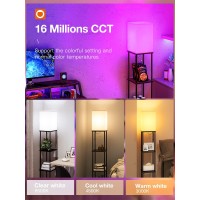 Addlon Floor Lamp With Shelves 4Tier Modern Shelf Lamp With Rgb Smart Bulb App Control Standing Lamp With White Lamp Shade F