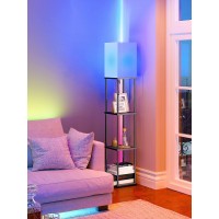 Addlon Floor Lamp With Shelves 4Tier Modern Shelf Lamp With Rgb Smart Bulb App Control Standing Lamp With White Lamp Shade F