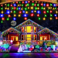 Christmas String Lights Outdoor - 640 Led 66 Feet 8 Modes Curtain Fairy Lights With 120 Drops, Plug-In Waterproof Timer Memory Function For Indoor Home Holiday Wedding Party Decorations, Multicolor