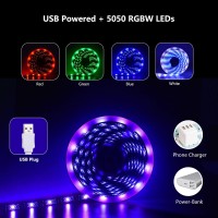 Glpe Led Strip Lights With Usb Powered, 16.4Ft Bluetooth Led Light Strips,Smart App And Remote Control, Ip65 Waterproof,5050 Rgbw Music Sync Rope Lights For Living Room, Bedroom, Party, Kitchen,Tv