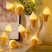 Lekibop Ice Cream String Lights, Hamburger Fries Decoration Light String, Fairy Christmas Lights, Indoor & Outdoor Light String, Party,Children'S Room Restaurant Decorations Warm Lights (Ice Cream)