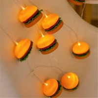 Lekibop Ice Cream String Lights, Hamburger Fries Decoration Light String, Fairy Christmas Lights, Indoor & Outdoor Light String, Party,Children'S Room Restaurant Decorations Warm Lights (Ice Cream)