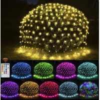 Oycbuzo 204 Led Net Lights, 9.8Ft X 6.6Ft Color Changing Christmas Mesh String Lights, Connectable Fairy Lights Waterproof Outdoor Christmas Decorations For Tree Bushes Holiday Party Garden