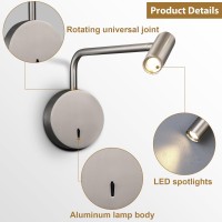 Zerouno Wall Mounted Reading Light Swing Arm Bedside Lamps For Bedroom Hardwired Sconces With Switch Led Mounted For Home Decor