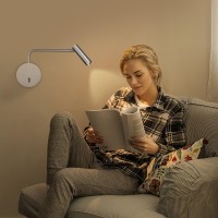 Zerouno Wall Mounted Reading Light Swing Arm Bedside Lamps For Bedroom Hardwired Sconces With Switch Led Mounted For Home Decor