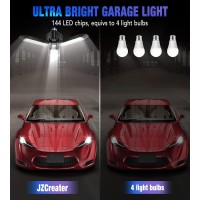 Jzcreater Led Garage Lights 4 Pack 60W, 12000Lm Shop Light For Garage Ultra Bright With 3 Adjustable Panels, Deformable Garage Ceiling Lights E26 Basement, Attic, Barn, High Bay