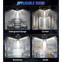 Jzcreater Led Garage Lights 4 Pack 60W, 12000Lm Shop Light For Garage Ultra Bright With 3 Adjustable Panels, Deformable Garage Ceiling Lights E26 Basement, Attic, Barn, High Bay