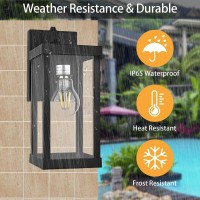 Dusk To Dawn Sensor Outdoor Wall Lantern, 2 Pack Waterproof Exterior Wall Light Fixture, Black Wall Sconce With Clear Glass Shade For Farmhouse, Porch, Patio Doorway, Garage