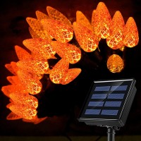 C6 Orange Halloween Lights Waterproof 8 Mode Solar Halloween String Lights 21Ft 50Led Orange Solar Christmas Lights C6 Strawbe