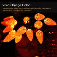 C6 Orange Halloween Lights Waterproof 8 Mode Solar Halloween String Lights 21Ft 50Led Orange Solar Christmas Lights C6 Strawbe