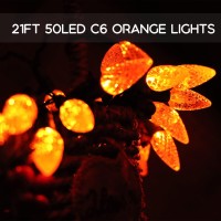 C6 Orange Halloween Lights Waterproof 8 Mode Solar Halloween String Lights 21Ft 50Led Orange Solar Christmas Lights C6 Strawbe