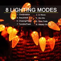 C6 Orange Halloween Lights Waterproof 8 Mode Solar Halloween String Lights 21Ft 50Led Orange Solar Christmas Lights C6 Strawbe