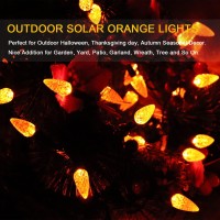 C6 Orange Halloween Lights Waterproof 8 Mode Solar Halloween String Lights 21Ft 50Led Orange Solar Christmas Lights C6 Strawbe