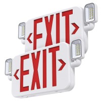 Sitisfi Led Combo Emergency Exit Sign Light With Two Adjustable Head Lights And Backup Battery Exit Light Us Standard Red Letter