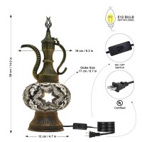 Mozaist Turkish Pitcher Lamp Mosaic Teapot Table Lamp Antique Bohemian Decorative Glass Moroccan Vintage Lamp Shade Desk Beds