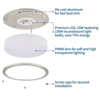 Dakason 2Pack Led Flush Mount Ceiling Light Fixture 10 15W Onoff Switch To Select 3000K4000K5000K Dimmable Ceiling Lamp