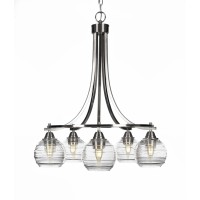 Paramount 5 Light Chandelier In Brushed Nickel Finish With Malena 6