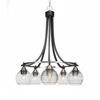 Paramount 5 Light Chandelier In Matte Black & Brushed Nickel Finish With Malena 6