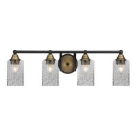 Paramount 4 Light Bath Bar In Matte Black & Brass Finish With 4