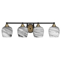 Paramount 4 Light Bath Bar In Matte Black & Brass Finish With 6