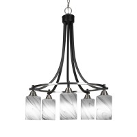 Paramount 5 Light Chandelier In Matte Black & Brushed Nickel Finish With 4